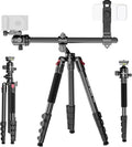 NEEWER Basics 64.5" Horizontal Overhead Tripod Monopod for Dual Camera Aluminum Travel DSLR Camcorder Stand with Cell Phone Holder Compatible with iPhone for Video Recording, 22lb/10kg Load, TP66