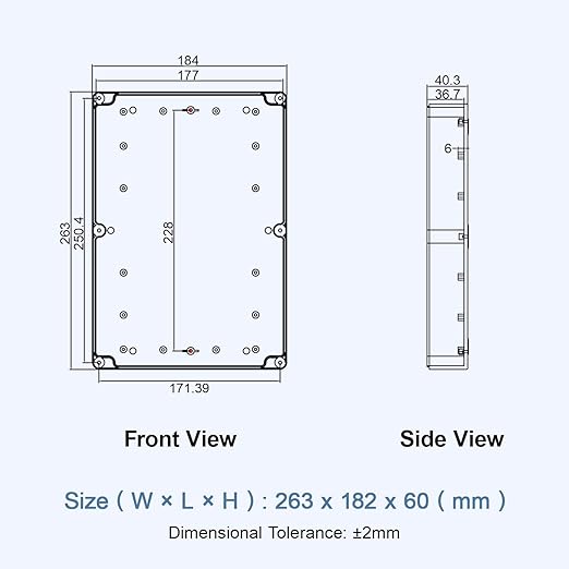 LeMotech Electrical Box Clear Cover Project Box IP65 Waterproof Junction Box ABS Plastic Case Universal Enclosure for Electronics, Black 10.3"x 7.1"x 2.3"(263x182x60mm)(Pack of 1)