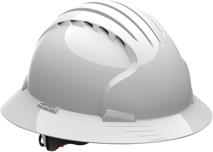 280-EV6161-10V Full Brim Hard Hat with HDPE Shell, 6-Point Polyester Suspension and Wheel Ratchet Adjustment Vented, White