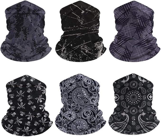 6-Pack Balaclava Face Mask for Men & Women - UV Protection Neck Gaiter, Multi-Use Cycling Mask & Breathable Headband