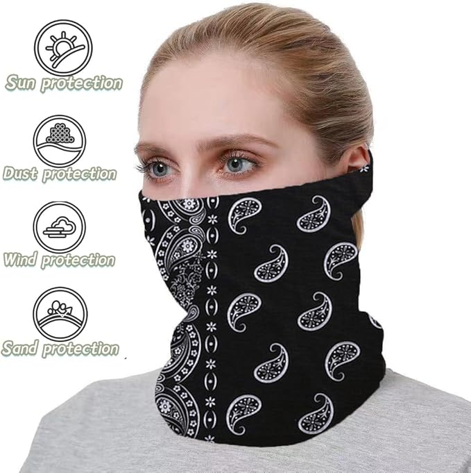 Neck Gaiter Face Cover Bandana Mask Scarf, Breathable Sun& Dust-proof for Cycling Running Fishing Hiking