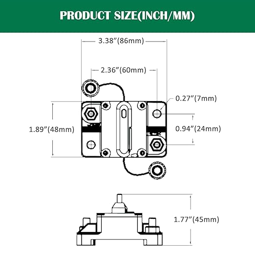 LENKRAD 200amp Marine Circuit Breaker Resettable 200A with Manual Reset Switch Button for Boat Trolling RV Yacht, 12V - 48V DC, Waterproof, Surface Mount(200 Amp Boat Circuit Breaker)