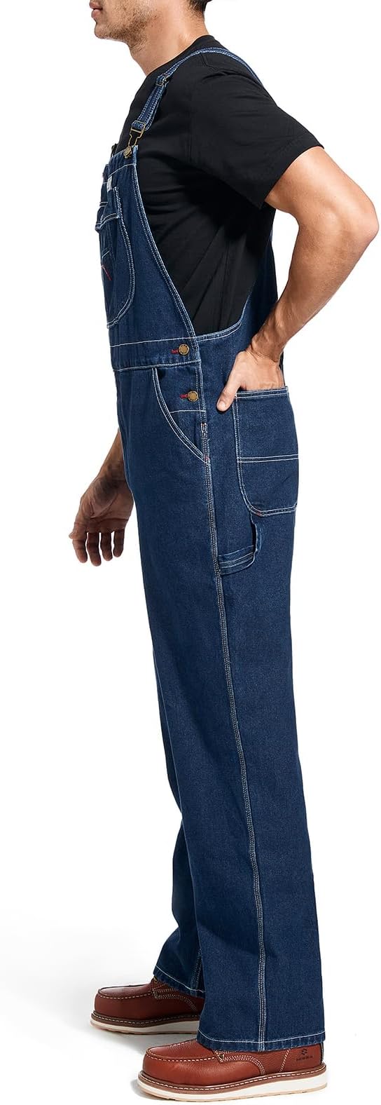 HISEA Mens Denim Bib Overalls, Men's Regular Fit Overall Flex Workwear with Adjustable Straps and Convenient Tool Pockets