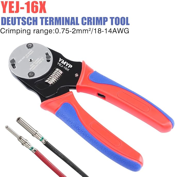 Deutsch Closed Barrel Crimper Size 16,4 Way Indent,8 Impression Type for Deutsch Solid Contacts Gage 18-14 AWG(YEJ-16X)
