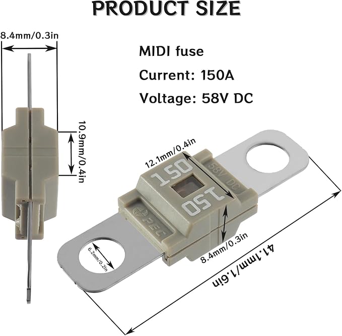 Midi Fuse Holder and 2 Pieces 150A Midi high Current Fuse Screw Fuse for Cars, Trucks, Vehicles(150 Amp)