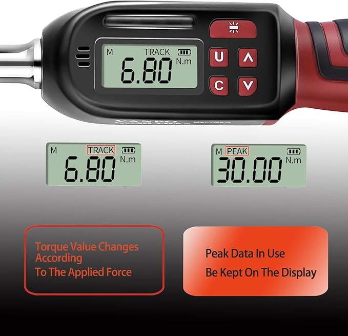 VANPO Digital Torque Wrench 3/8 Inch Drive 5-99.5 ft-lbs./6.8-135Nm, ±2% CW Torque Accuracy, Electronic Torque Wrench Set with Buzzer and LED Flash Notification for Bike Moto