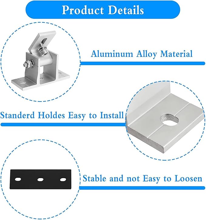 4 Set Solar Panel Mounting Bracket Foot,Aluminum Alloy Solar PV Front Support Solar Panel Bracket Support Feet Suitable for Gird Roof Installation