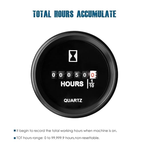 Runleader Mechanical Hour Meter, AC110V to 250V,Waterproof Design for Lawn Mower Generator Compressor Leaf Trimmer etc.
