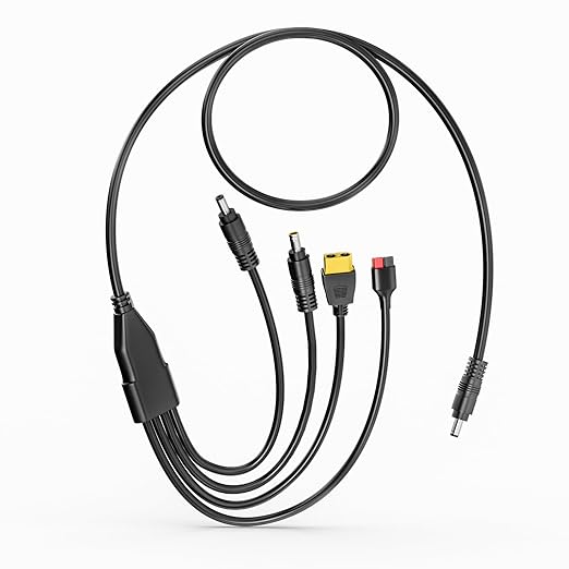 Goupchn 4-in-1 DC Adapter Extension Cable 6.56ft DC5521 to 45A Connector XT60 DC 5.5mm 8mm Connectors for Portable Solar Panel, Power Station
