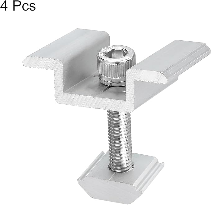 uxcell Set of 4 Solar Panel Mount Mid Clamps, 35mm Aluminum Solar Mid Clamp Solar Panel System Install Accessories for PV System Mounting Bracket