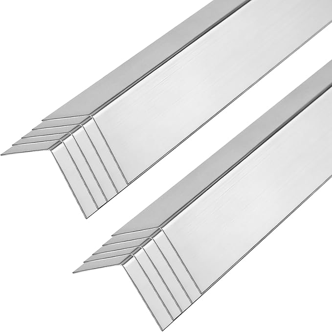 10 Pieces 1-1/8 x 48Inch Wall Corner Protector Guards, Stainless Steel Walls Edge Protector for Walls, Cabinet, Door Frame Protection, Adhesive Tape Not Included
