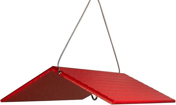 JCs Wildlife Poly Weather Cover - Rain Guard - Hang Bird Feeder or House Underneath for Protection from Rain or Snow - Easy to Clean and Use (Large, Cardinal Red)