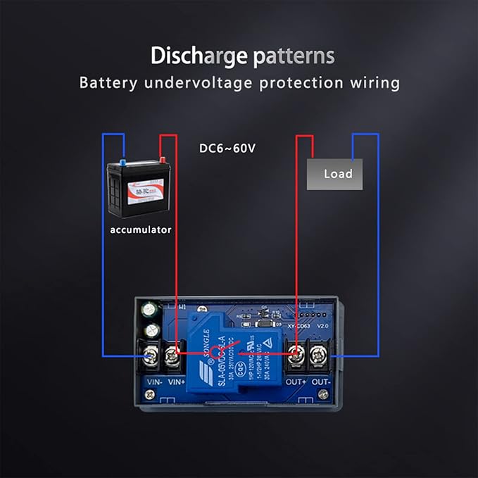 DC 6V-60V Low Voltage Protector Disconnect Switch Module with LCD Display, 30A Under-Voltage Deficit Protector