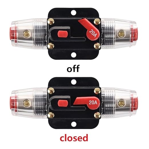 20 Amp Circuit Breaker Manual Reset Inline Fuse Inverter for Car Marine Trolling Motors Boat ATV Audio Solar Inverter System Protection 12V-24V DC 20 Amp (Fuse Holder, 20A)