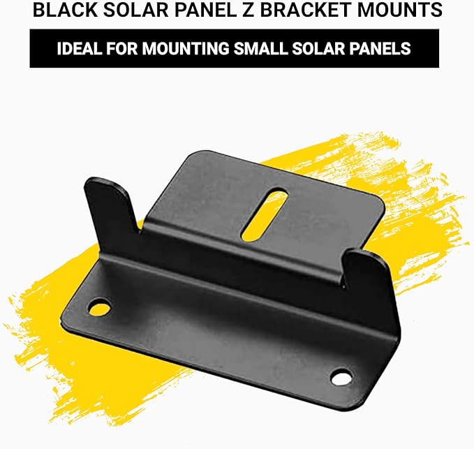 Spartan Power Black Solar Panel Z Bracket Mount - Lightweight Anodized Aluminum Mounting Brackets for RVs, Trailers, Vans, Campers, Boats, Walls, Roof - Set of 4