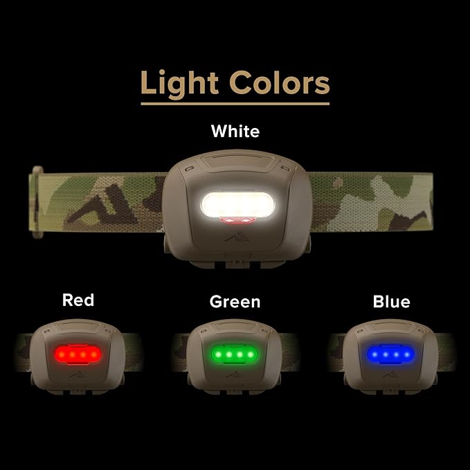 Princeton Tec Quad Tactical Headlamp with 4 Ultrabright RGB LEDs and 78 Lumens, IPX7 Water Resistance, Essential for Camping, Paddling, Trade Work, & Safety Preparedness, Multicam