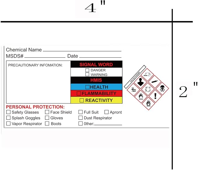 Chemical Identifying and Marking Sticker Christmas SDS Stickers Write-in Labels 2x4 inch MSDS Stickers Safety Data Sheet Labels 300pcs