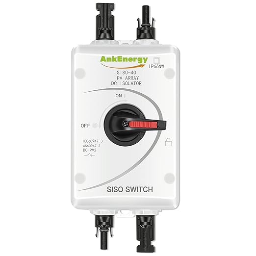 IP66 Solar Combiner Box， 32A PV DC Isolator Switch with Solar Connector for Solar Panel Solar Power System RV, Boats, and Off/On-Grid Solar System