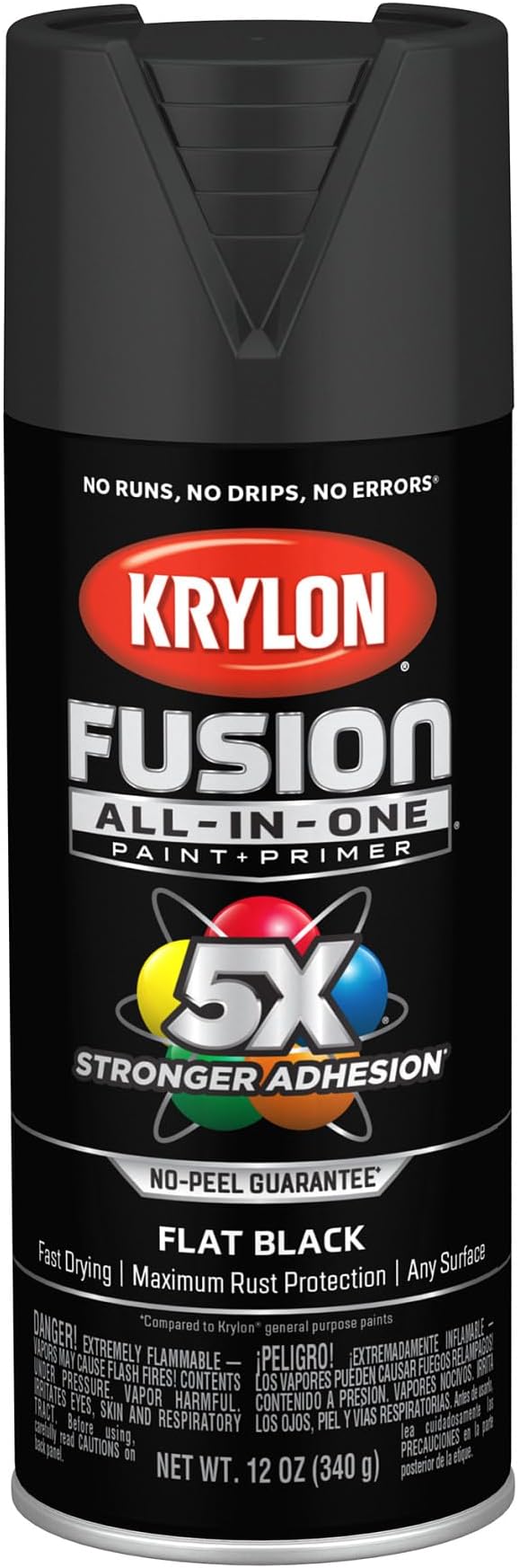 Krylon Fusion All-In-One Adhesive Spray Paint for Indoor/Outdoor Use, 12 oz, Black