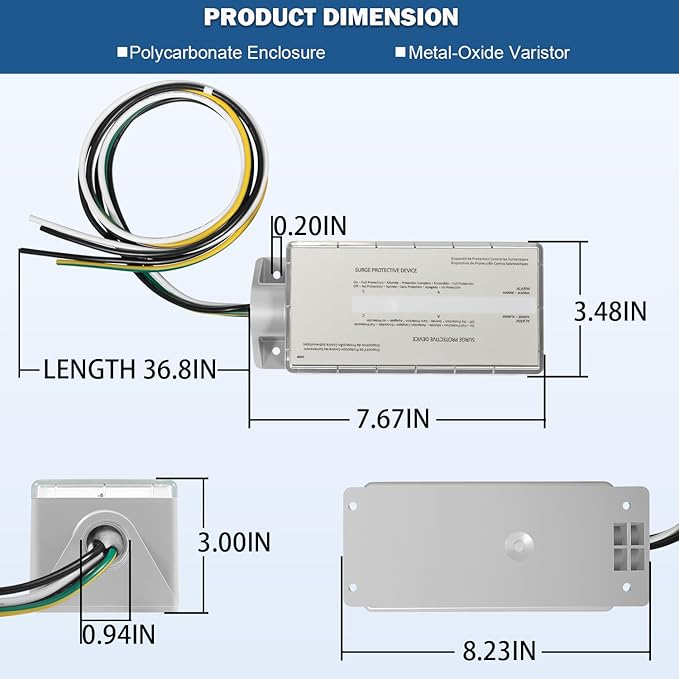FS140 Whole House Surge Protection Device Rated for 140,000 Amps, Replace for Siemens FS140, Compatible with Any Brand of Load Center and Breakers, 120/240V