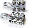 Vgate Lead Acid Battery Terminal Clamps, 8AWG up to 4/0(XL) AWG Gauge, 12-Way Connectors, Positive and Negative (+/-)(Pair) for SAE/DIN/EN Tapered Top Post
