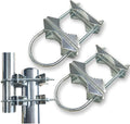 Double U-Bolt Clamp Bracket for Starlink Antenna Mount Pole Adapter Rv Ladder Rail Mount,Universal Yagi/WiFi/DivecTv/Lora/CB Ham Antenna mast Parasol Pipe Rail Mounting Kits,2PCS