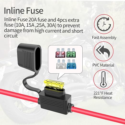 3.3FT 10AWG SAE Power Socket Sidewall Port to O Ring Connecters Extension Cord Cable with 10A 15A 20A 25A 30A Fuse Compatible with Solar Generator Battery Charger,for Solar Accessories