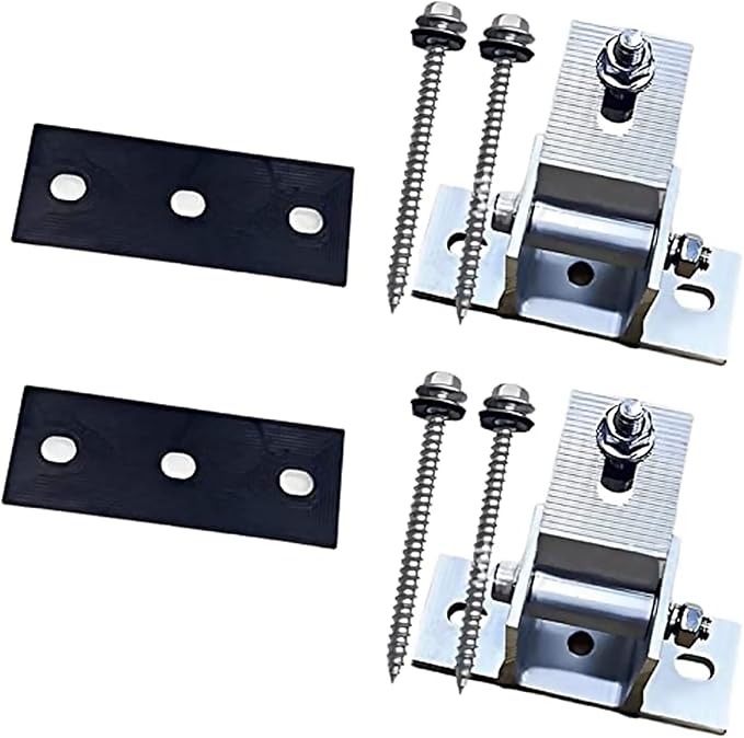 Adjustable Solar Panel Tilt Mount Brackets, 2 Sets 15-30° Adjustable Aluminum Solar Mounting Brackets Support 50-400 Watt Panel for Flat Surface for Flat Surface, RV, Roo