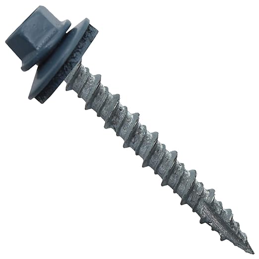 Metal ROOFING SCREWS: (250) 10 x 1-1/2" Ocean Blue Hex Head Sheet Metal Roof Screw. Self starting metal to wood siding screws. EPDM washer. Colored head