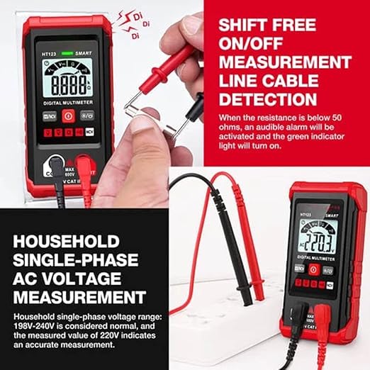 Ht Automatic Digital Multimeter,Tm-510 4000 Counts Smart Digital Multimeter,Digital Display Intelligent Multimeter,Voltage Tester with Non-Contact Voltage Function (1 PCS)