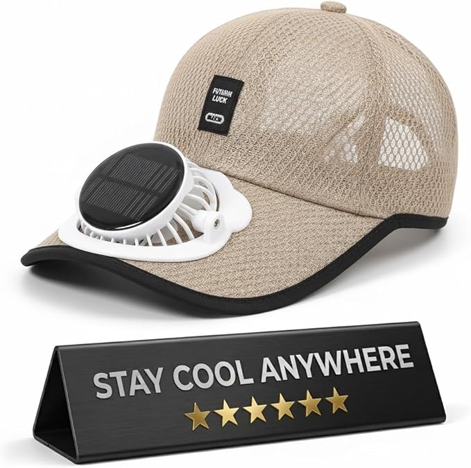 Solar Rechargeable Peak Cap USB Breathable Sport Fan Hat with Cooling Fan, Outdoor Running Hiking Fishing