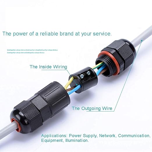 2Pcs IP68 Waterproof Electrical Junction Box Outdoor Underground Wire Connector Junction Boxes for 2 or 3 Pin Cables Range for 0.23-0.33 Inch(5.8-8.3MM)