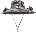 Men Women Wide Brim Sun Hats with 2 Solar Fan Waterproof Breathable Bucket Hat Outdoor Fishing Hat for Hiking Camping