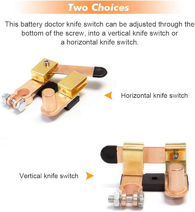 Top Post Negative Battery Disconnect Switch 12V / 24V 250/750 Amps Knife Blade Isolator Power Cutoff Switch for Marine Car Boat RV ATV (Horizontal and Vertical)