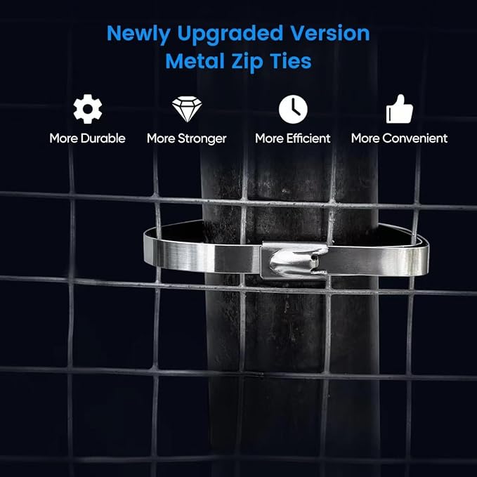 Metal Zip Ties Heavy Duty Outdoor, 40 Inch 880 Lb Wide Stainless Steel Zip Ties Self-locking Metal Cable Ties Suitable for Exhaust Wrap, Fence, Farms, Pipes, Cables, as well as Outdoor binding 20PCS