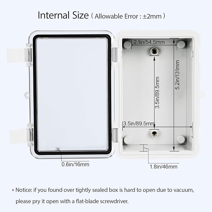 ABS Plastic Dustproof Waterproof IP65 Junction Box Hinged Shell Universal Electrical Project Enclosure Gray, with PC Transparent Clear Cover 5.9 x 3.9 x 2.8inch(150 x100 x70mm)