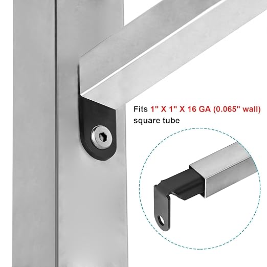 20 Pack Black Fence Mounting Bracket Fits 1" x 1" x 16 Ga. Square Tube Rails, Fence Panel Internal Connector, Carbon Steel