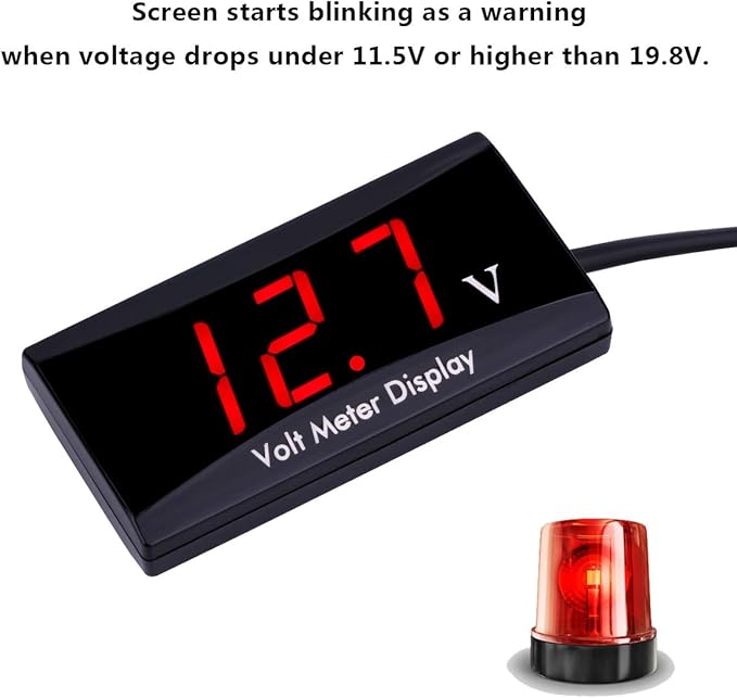 DC 12V Car Digital Voltmeter - AIMILAR LED Display Voltage Volt Meter Gauge for Car Motorcycle (Red)