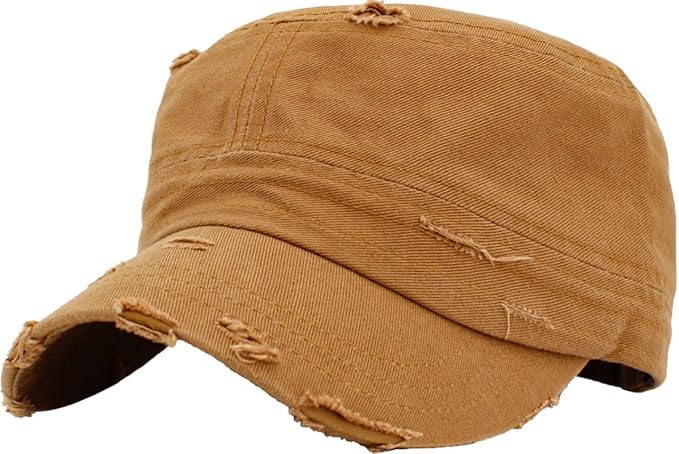 Funky Junque Distressed Military Hat – Newsboy Hats for Women, Short Brim Army Baseball Cap, Womens Cadet Hat Trendy Style