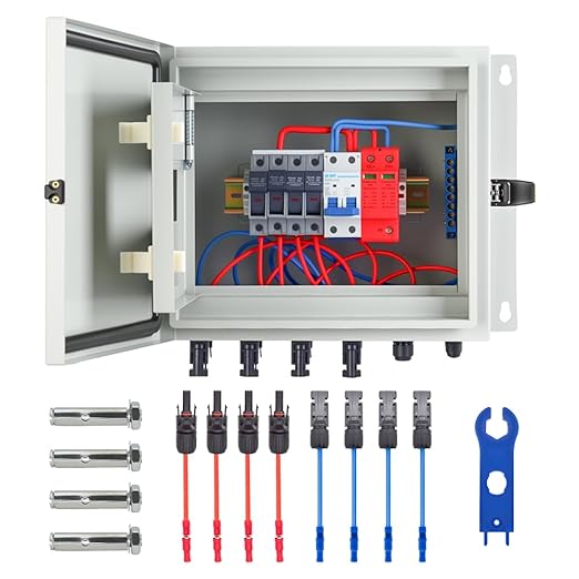 4 String Solar PV mc4 Metel Combiner Box 16A Rated Current Fuse 63A Air Circuit Breaker Out Door IP65 Waterproof (4 String- 16A)