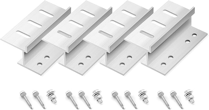 Newpowa Solar Panel Mounting Z Bracket with Nuts and Bolts Supporting for RV, Boat, Wall, Off Grid Roof Installation A Sets of 4 Units Sliver Aluminum