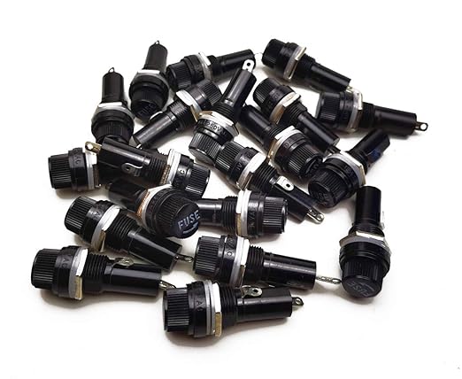 20Pcs Black Fuse Holder with Screw Cap for Fuse Insert, Panel Mounted, AC 250V 10A/125V 15A, for Solar Panel, Solar Controller, Boat Fuse Panel, Radio, Auto Stereo, Relay (6x30mm)