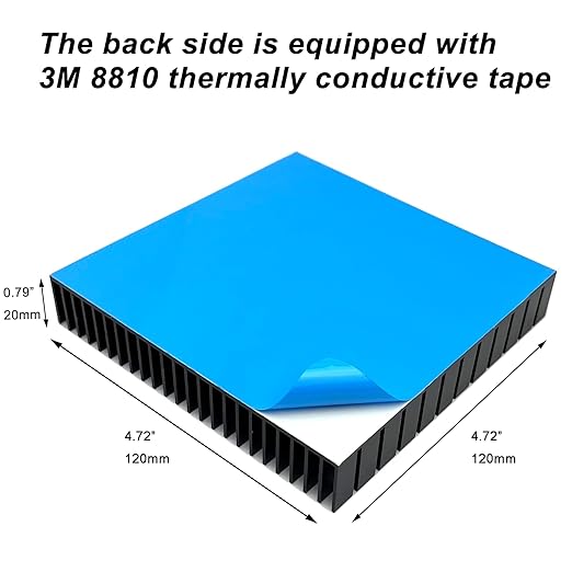 120mm Large Aluminum Heatsink (120x120x20mm / 4.72x4.72x0.79Inch) - Square Cooler for Mac mini Cooler, WiFi Router, Power Supply IC, Graphics Card & Memory Cooling