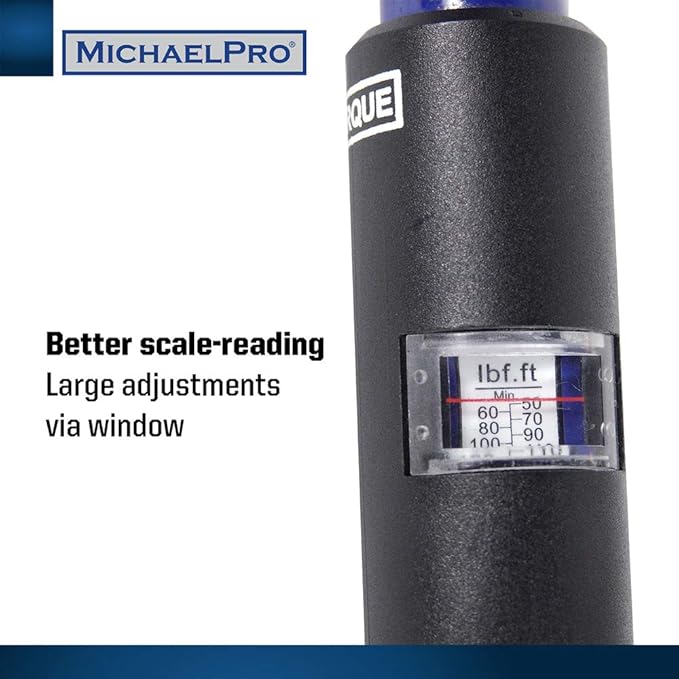 MichaelPro Click Torque Wrench - 2in1 with Lug Wrench 1/2 Inch Dr with 3 Sockets (11/16", 3/4", 13/16" / 17-19-21 mm) with Precise Micro Adjustment for Automotive and Changing Tires | MP001002