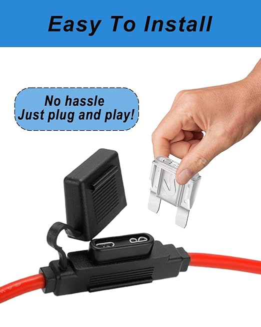 2 Pack Inline Maxi Fuse Holder - 6 AWG 12V Automotive Blade Fuse Holders with 2 Pcs 80 AMP Maxi Fuses