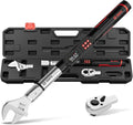 VANPO Adjustable Digital Torque Wrench, 5-99.6Ft.lb/6.8-135Nm, ±2% Accuracy, HVAC Torque Wrench with Interchangeable 38mm Jaw & 1/2" Ratchet, Buzzer, Vibration and LED Alert for Split AC, Moto, Car