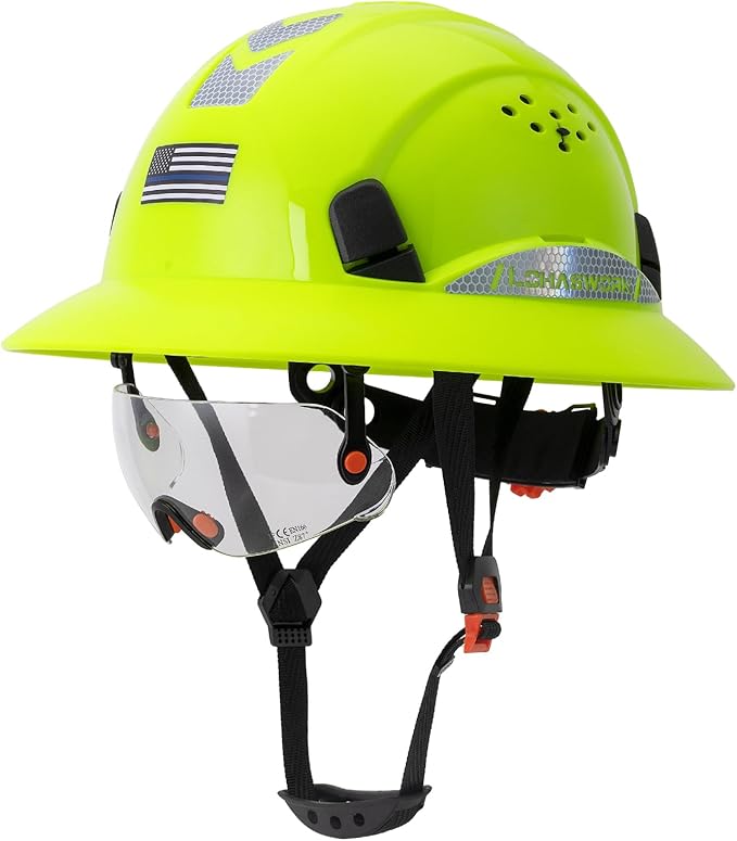 Full Brim Hard Hat Construction OSHA Approved Vented Hard Hat Cascos De Construccion Adjustable Cool Vent Work Safety Helmet for Men and Women