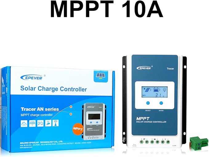 EPEVER MPPT Solar Charge Controller 10A 12V 24V Auto, Max PV 100V Solar Panel 130W/260W Charger Regulator Common Negative Ground for Gel AGM Flooded Sealed LiFePO4 Battery