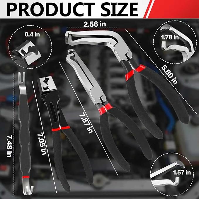 4 Pieces Electrical Disconnect Pliers for Cars, Electrical Connector Separator Tool and Automotive Electrical Connector Disconnect Pliers,Fuel Line Petrol Clip (Black 4 PCS)