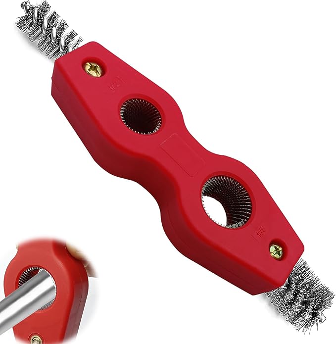 4 in 1 Car Battery Terminal Cleaning Brush, Anti-Rust Auto Battery Cleaner Brush Tool, Universal for Automotive and Marine for Plumbing Installation Soldering Brazing, Car Accessories (Red)
